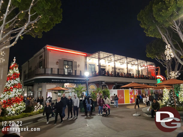 The balcony of the Jazz Kitchen is open again and the renovation has moved to the lower level in Downtown Disney.