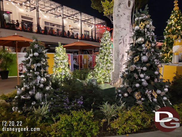 Several trees and other decoration were not lit again this evening in Downtown Disney