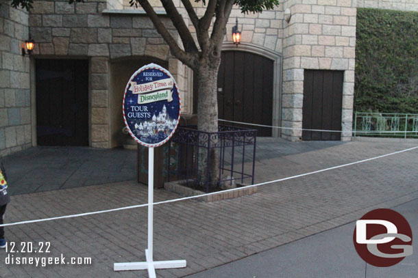 Reserved space for the parade for tour guests near the Alice restrooms