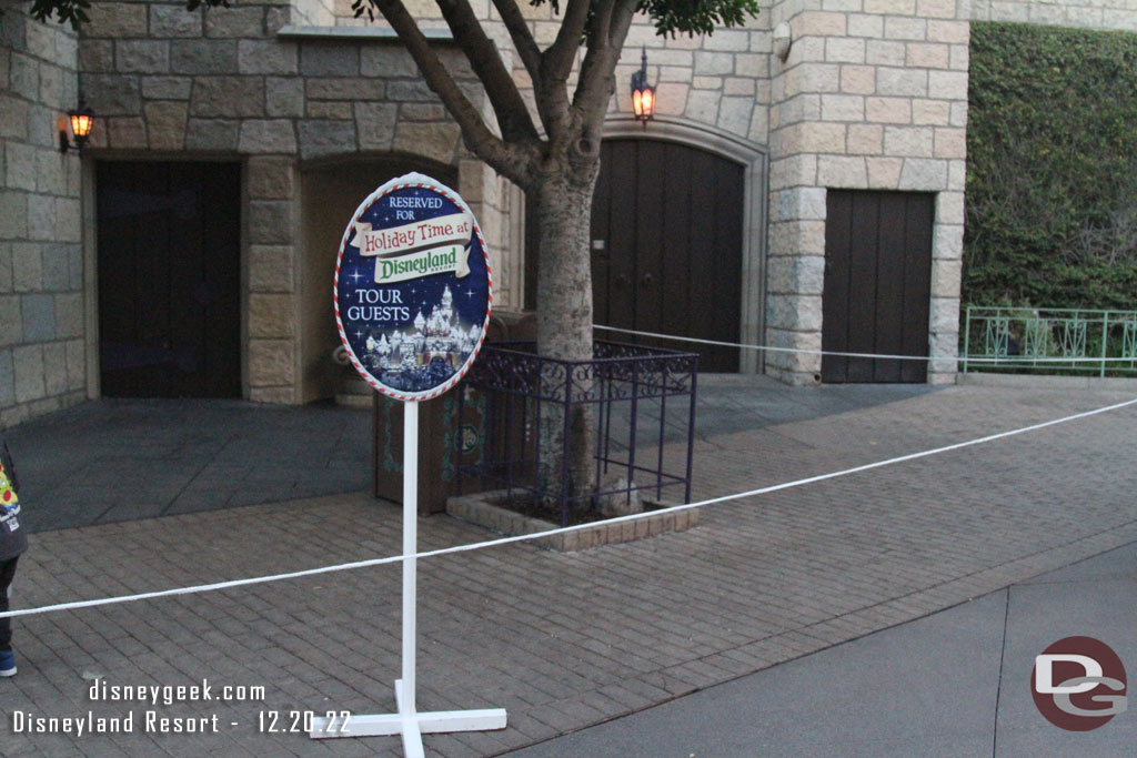 Reserved space for the parade for tour guests near the Alice restrooms