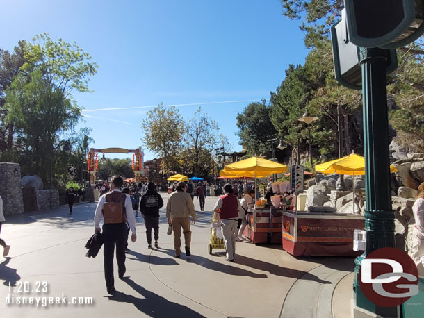 The carts along the performance corridor have Lunar New Year graphics