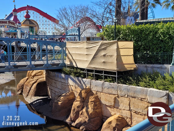 Some scaffolding up as work is getting underway to installed the San Fransokyo overlay