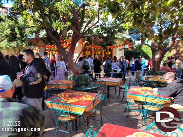 The queue for the character meet and greet wrapped around the area