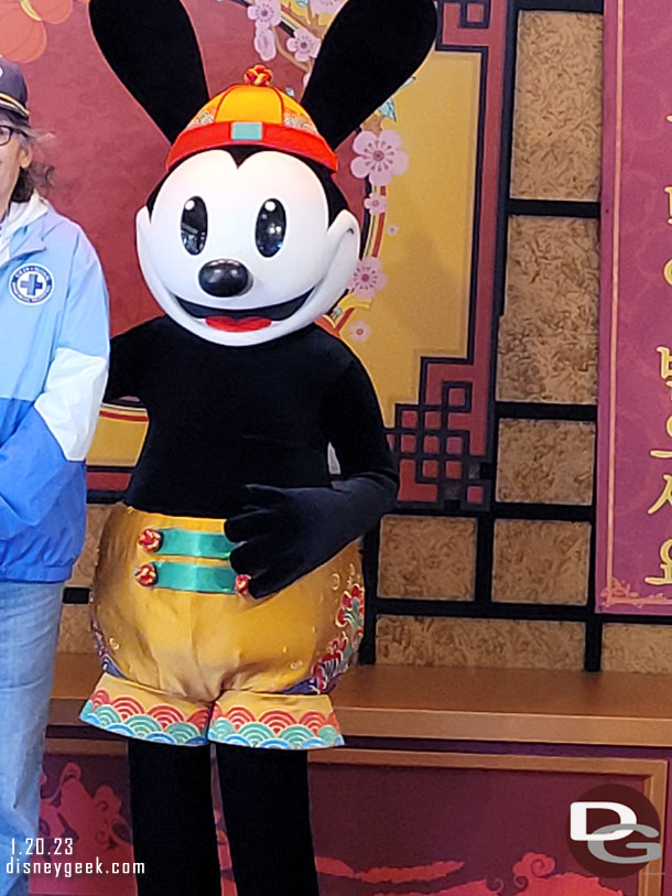 Oswald the Lucky Rabbit was meeting guests for Lunar New Year