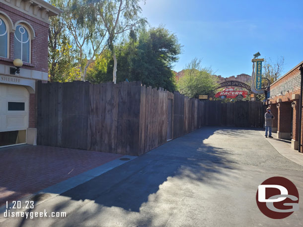 Walls are also up around the entrance to Radiator Springs Racers which is closed