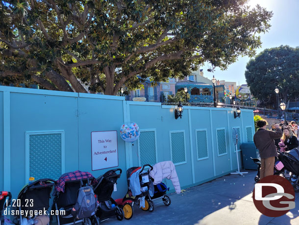 The walls on the other side of the closure are up blocking the walkway near the entrance to Pirates.