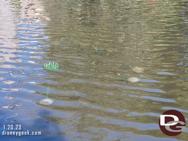 A new set of fountains are installed in the pond.