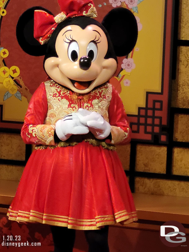 Minnie Mouse arrived to greet guests