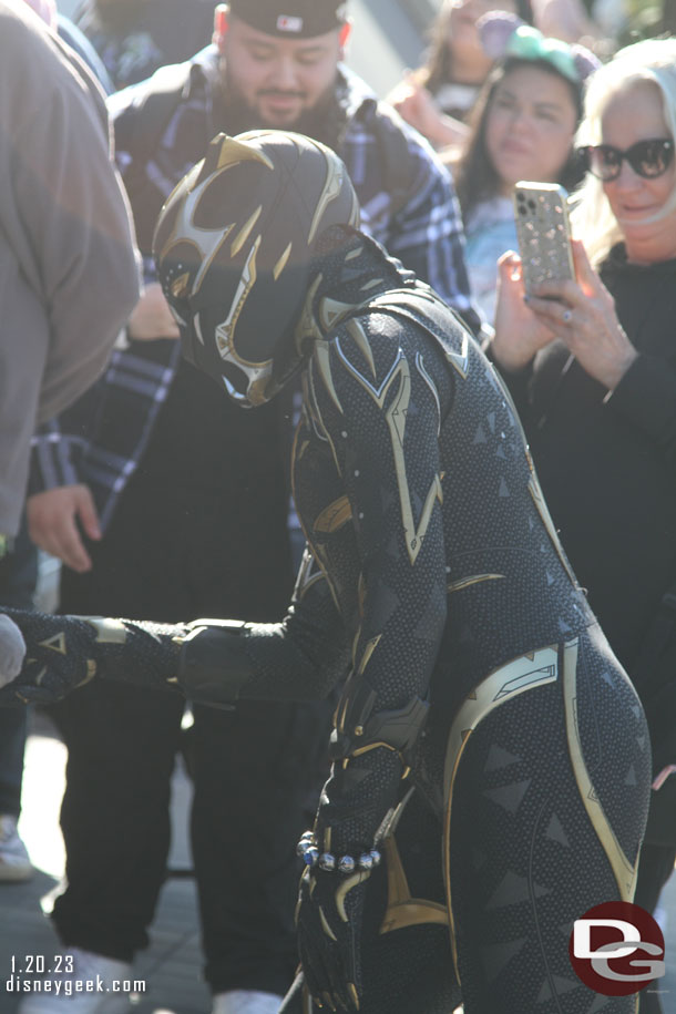 Black Panther was out greeting guests