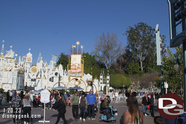 it's a small world reopened today. It had a 10 minute wait when I walked by.