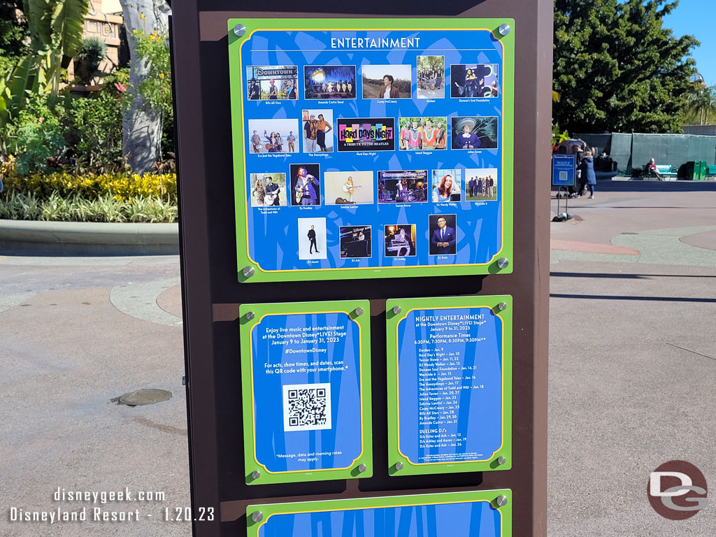 Downtown Disney Entertainment schedule