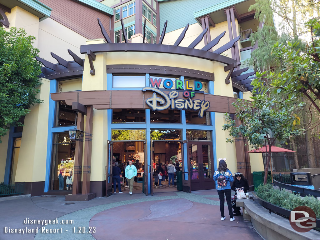 They were allowing you to enter the World of Disney near Starbucks.. first time in forever.  The center doors were still closed but you could enter/exit from either side today.