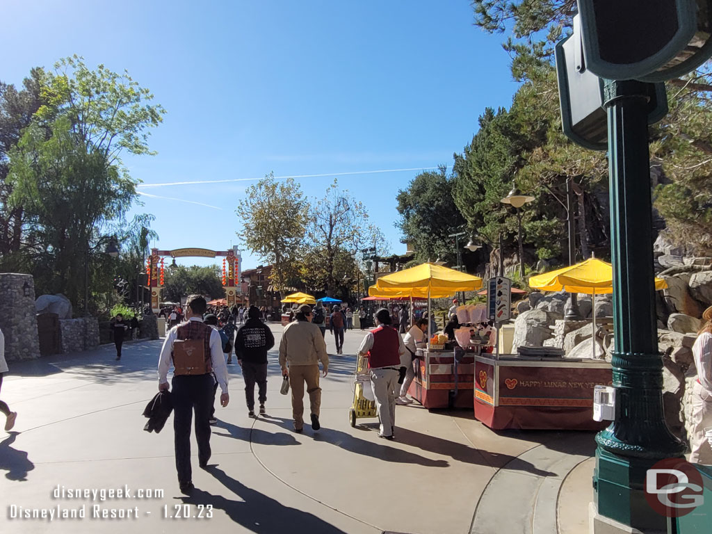 The carts along the performance corridor have Lunar New Year graphics