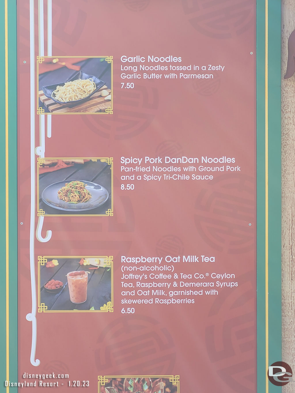 Longevity Noodle Co Marketplace menu