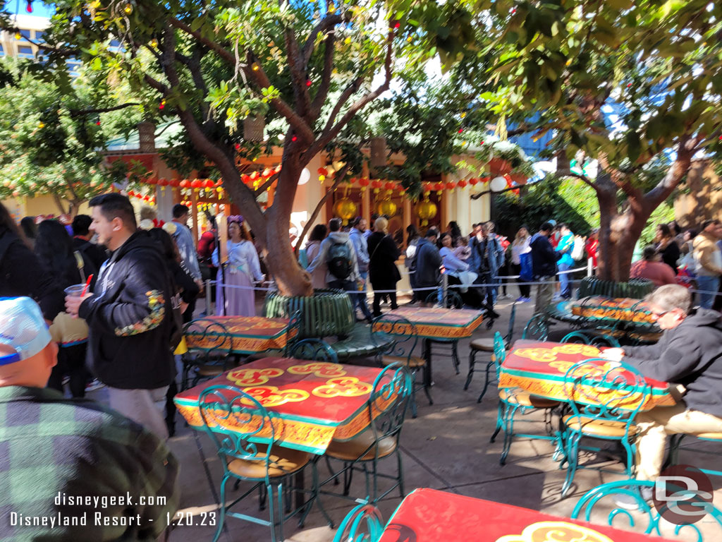 The queue for the character meet and greet wrapped around the area