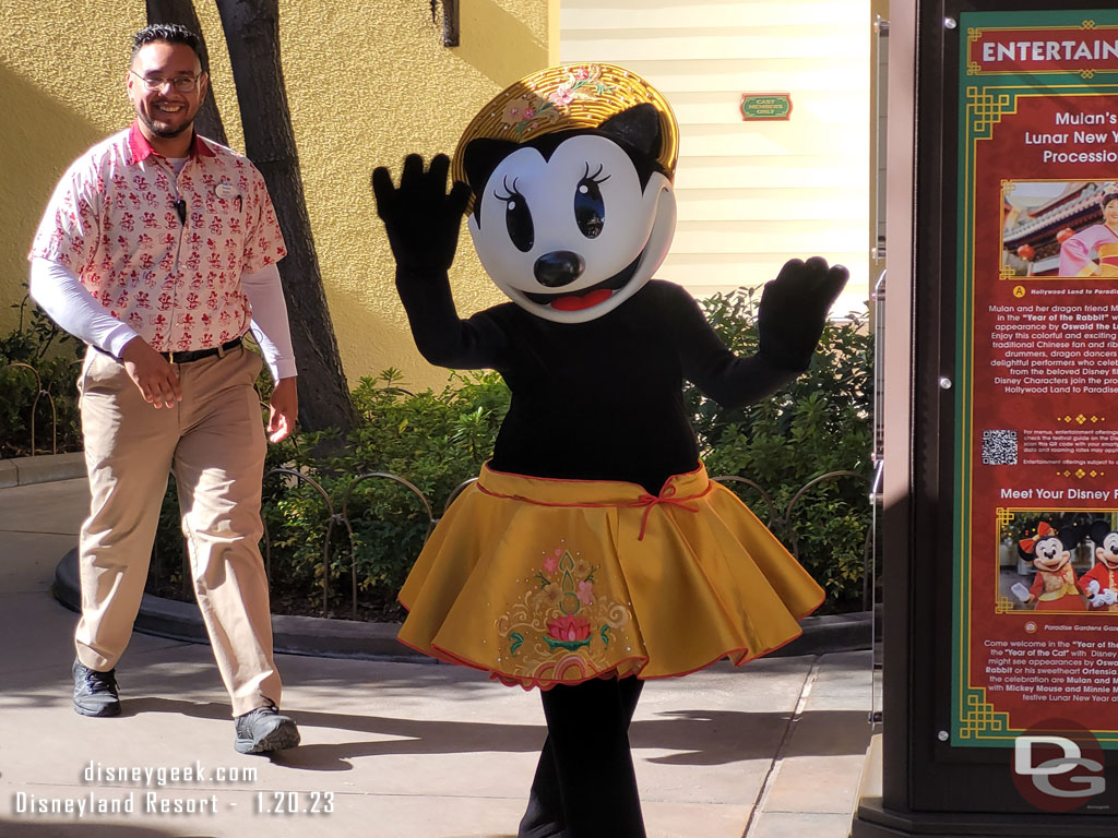 Ortensia arriving to meet guests, this is her U.S. Parks debut today.