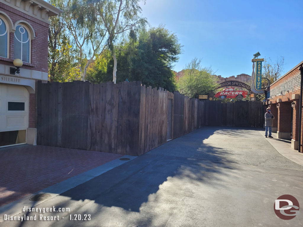 Walls are also up around the entrance to Radiator Springs Racers which is closed