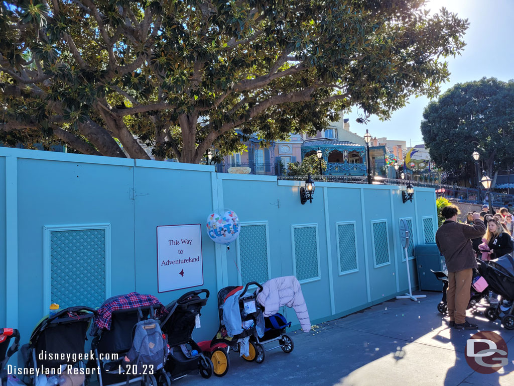 The walls on the other side of the closure are up blocking the walkway near the entrance to Pirates.