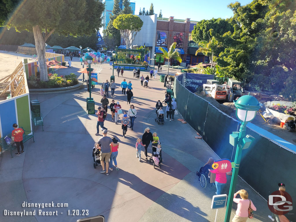 Walls on both sides of the walkway right now near the Monorail station