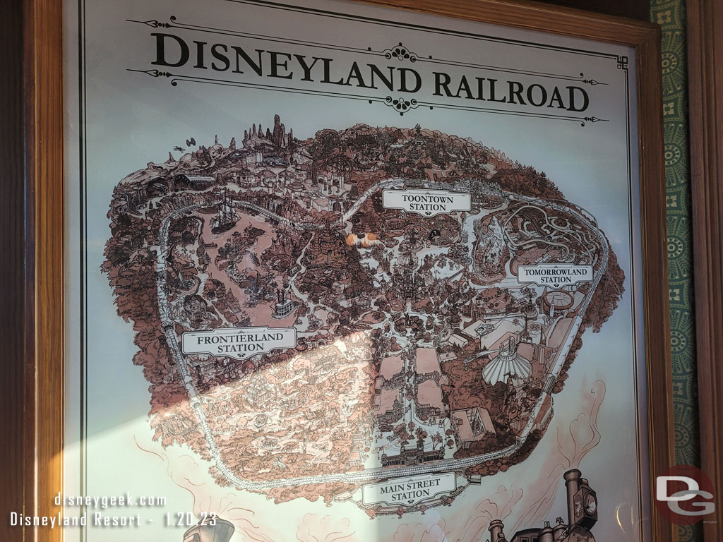 The Disneyland Railroad board was not working today. I read online that the fire in New Orleans Square damaged some of the sensor network. So the trains are operating by radio calls right now.