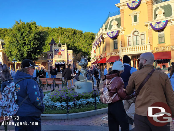 A Mickey statue, due to filming going on you could not get up to it.