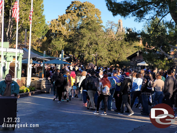 Most of the crowd turns in  Frontierland for Galaxys Edge.