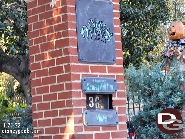 The wait time sign for Haunted Mansion was broken.  I entered the queue at 8:08am.