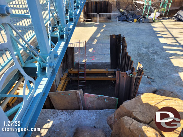 The holes for the bridge pillars are taking shape.