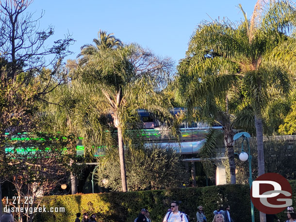 Spotted Monorail blue through the trees.. 