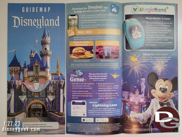 New Disney100 Guidemap cover for Disneyland featuring Sleeping Beauty Castle