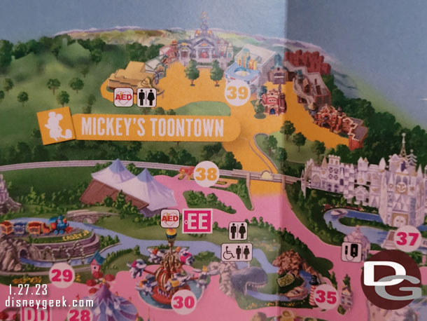 The map shows the portion of Toontown that is open as of today, the rest opens in March.