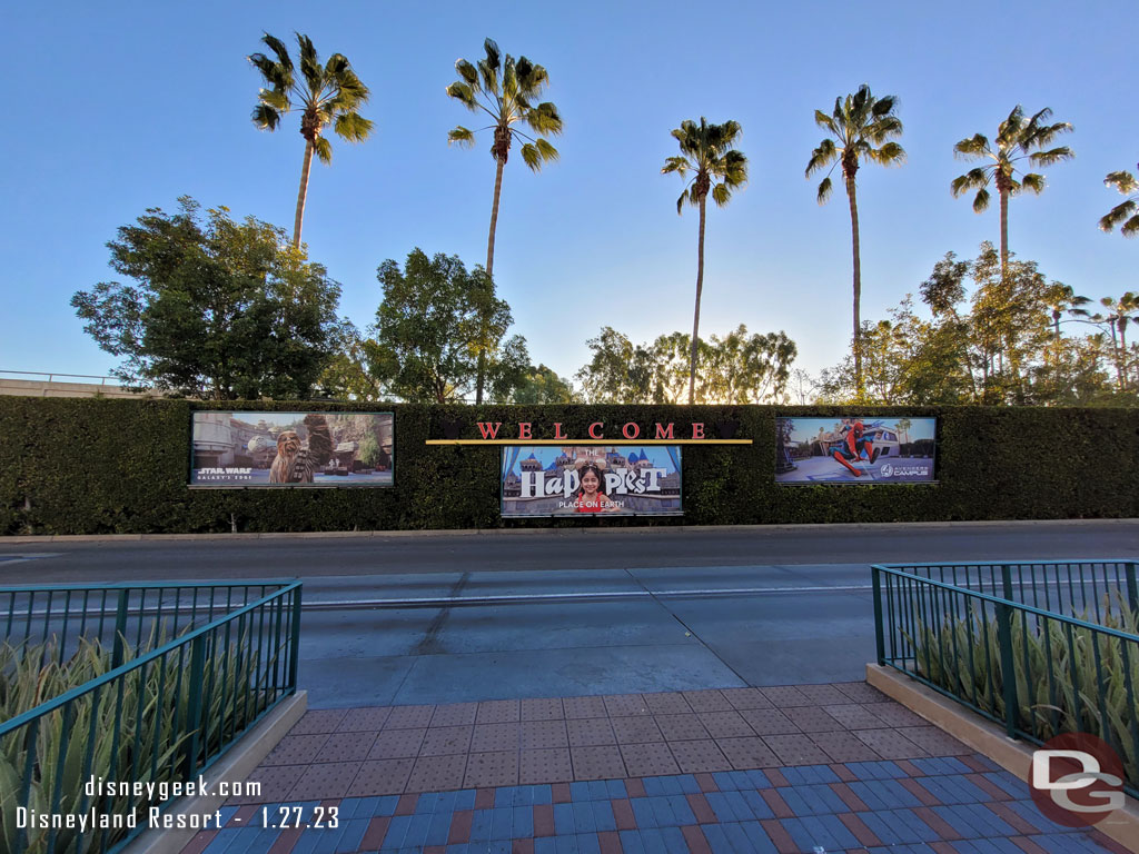 The Mickey and Friends tram stop billboards. Really surprised not to see Disney100 on them.