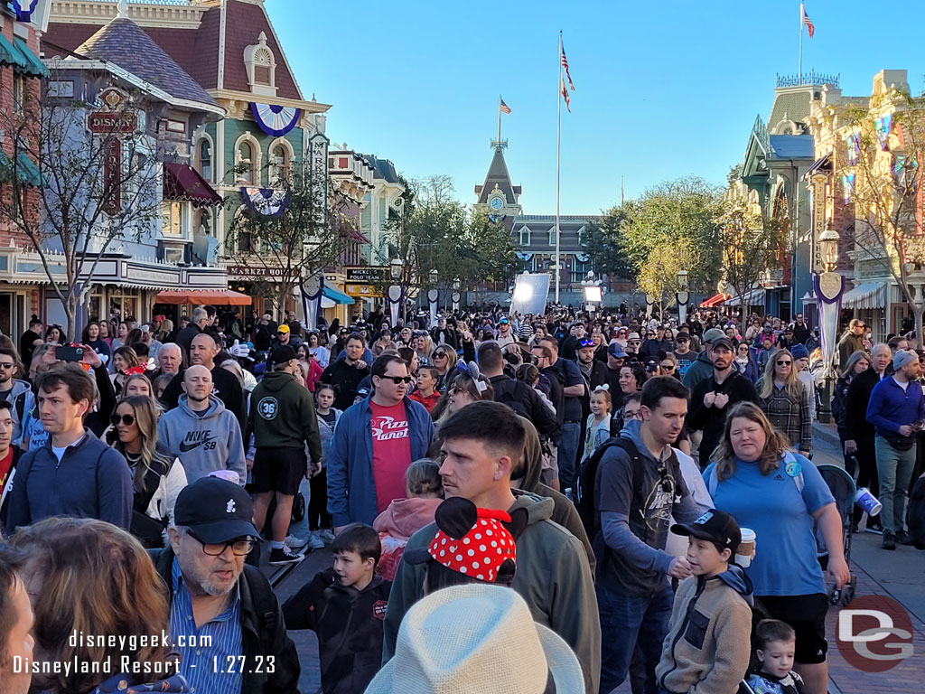 Looking back down Main Street USA