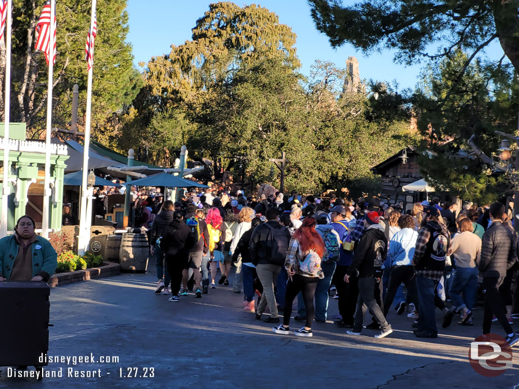 Most of the crowd turns in  Frontierland for Galaxys Edge.