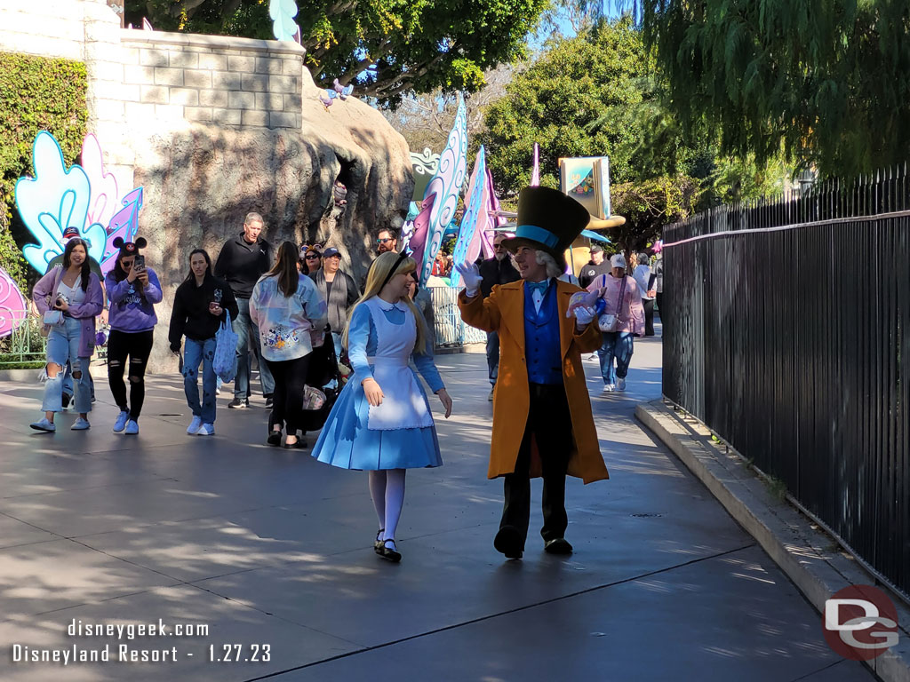 Crossed paths with Alice and the Mad Hatter who were out for a stroll.