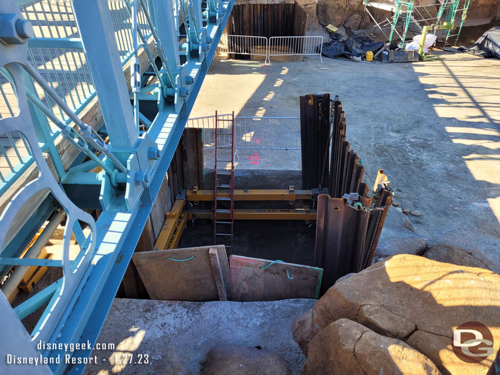 The holes for the bridge pillars are taking shape.