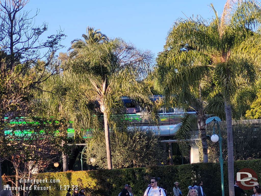 Spotted Monorail blue through the trees.. 