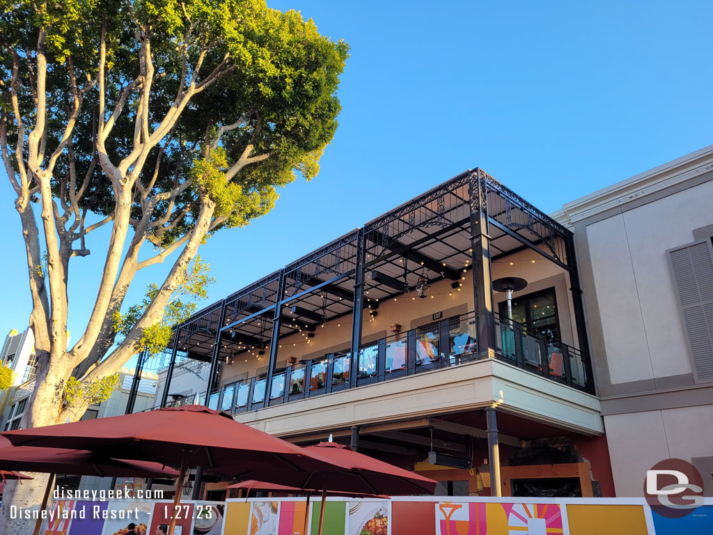 The balcony of the Jazz Kitchen was open for business while the lower level is behind walls.