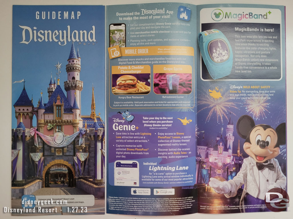 New Disney100 Guidemap cover for Disneyland featuring Sleeping Beauty Castle