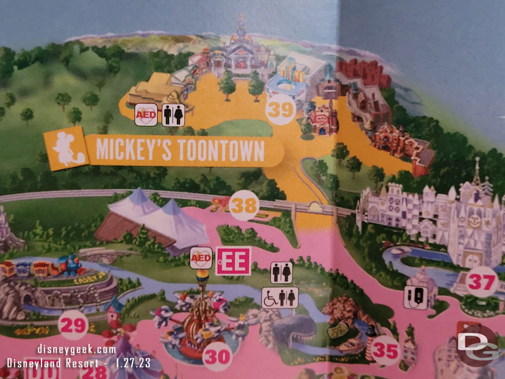 The map shows the portion of Toontown that is open as of today, the rest opens in March.