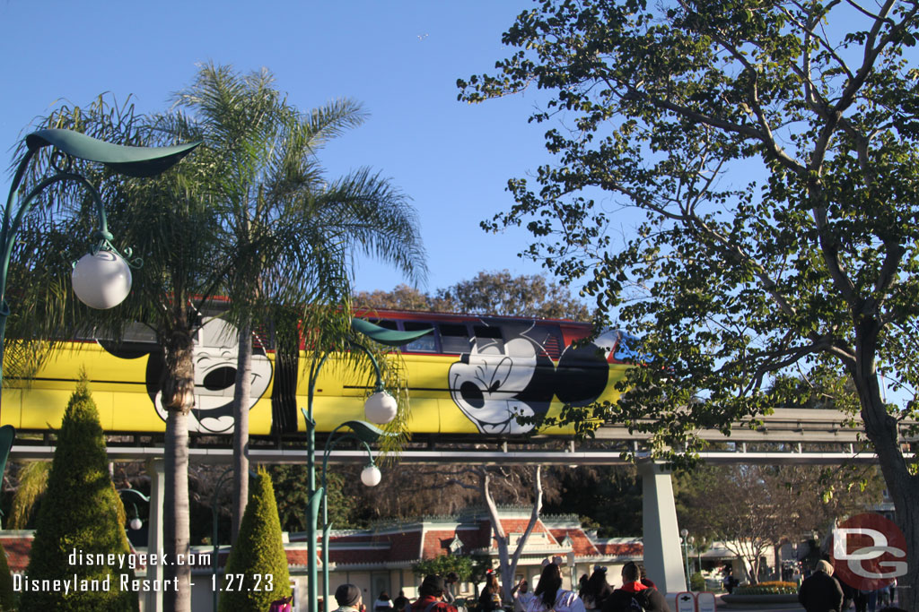 Monorail Red passing by.