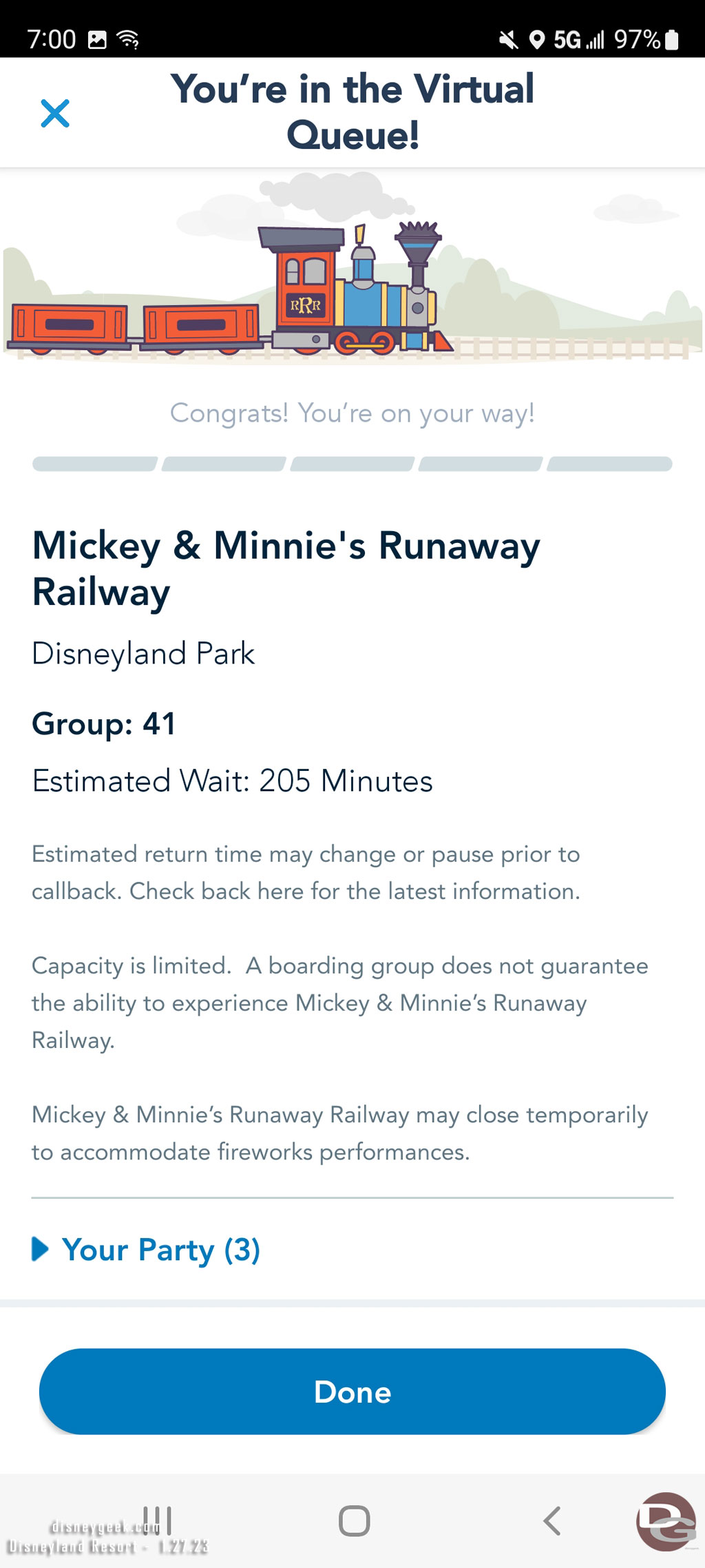 During breakfast I was able to secure a boarding group for Mickey and Minnie