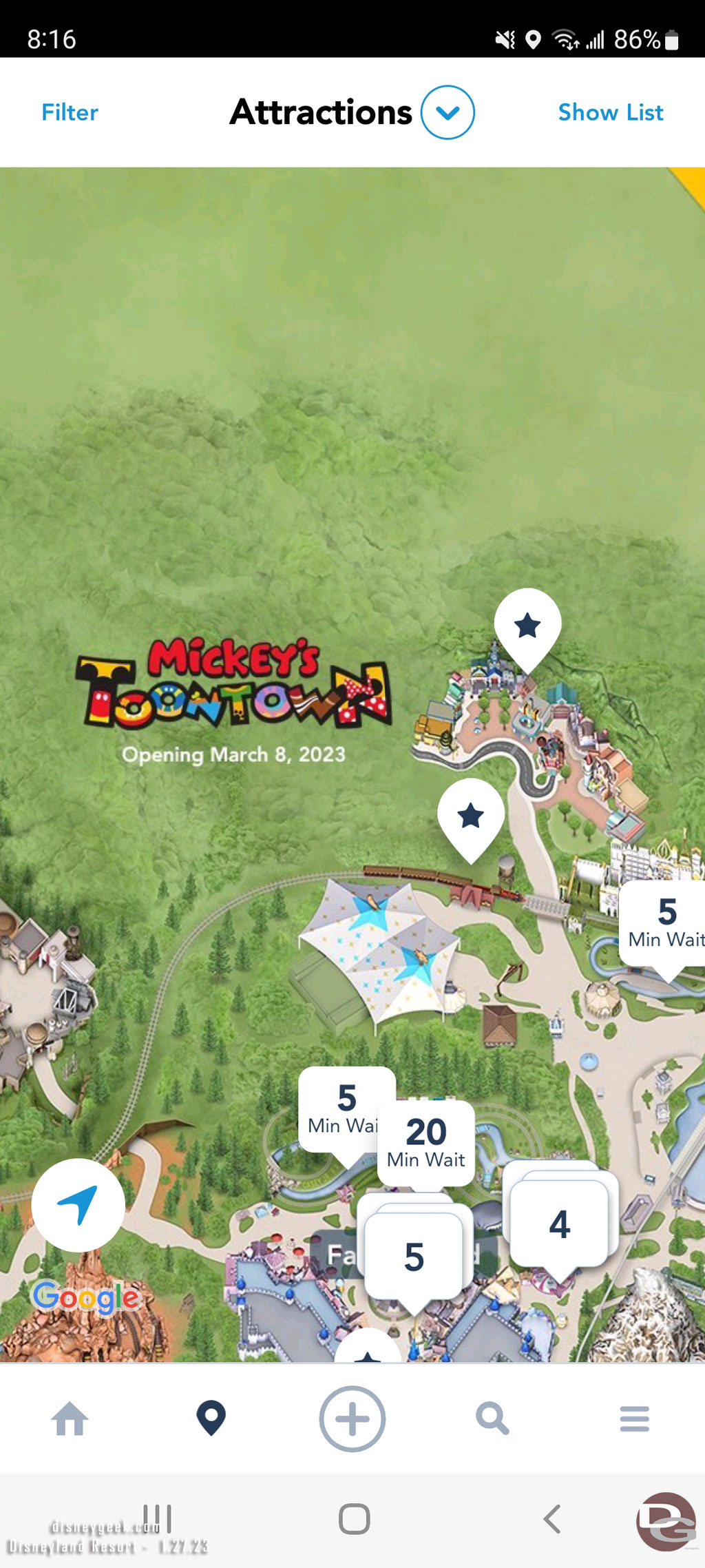 The map has just the first portion of Mickey