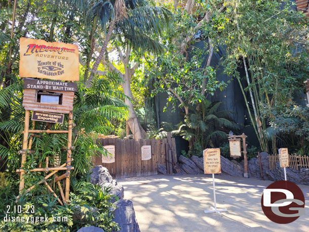 In Adventureland there are plenty of signs telling you Indiana Jones is currently closed.