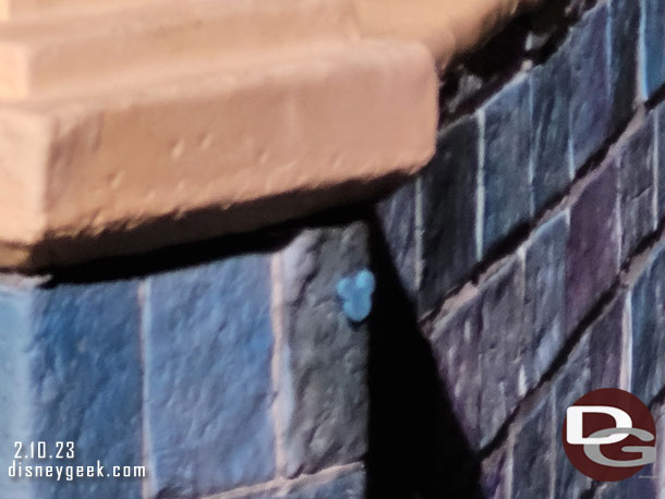 There are 5 hidden Mickeys on the display.  I think I found them all.. here is one on the castle wall.