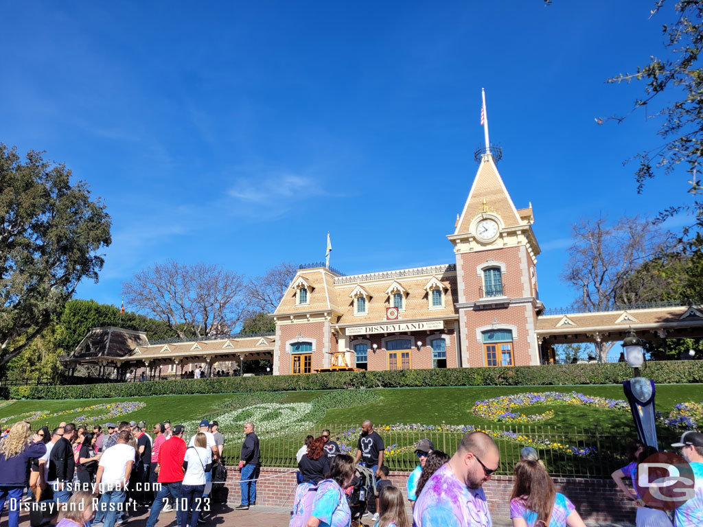 10:39am - Arrived at Disneyland, no Disney 100 decorations on the train station.