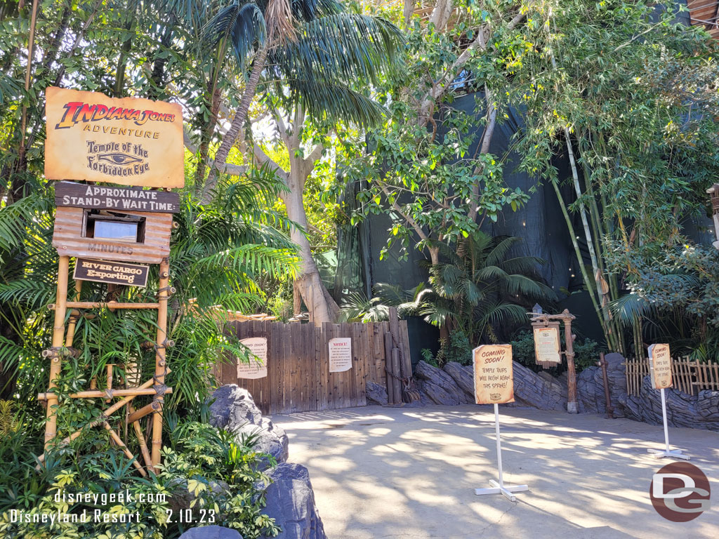 In Adventureland there are plenty of signs telling you Indiana Jones is currently closed.