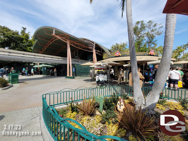 Spotted Chip in this planter near the Pin Traders (on the game board they call this the Monorail)