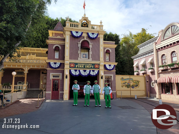 The Dapper Dans of Disneyland decked out in green for St. Patrick's Day.  No songs added to the set  I heard to mark the occasion.