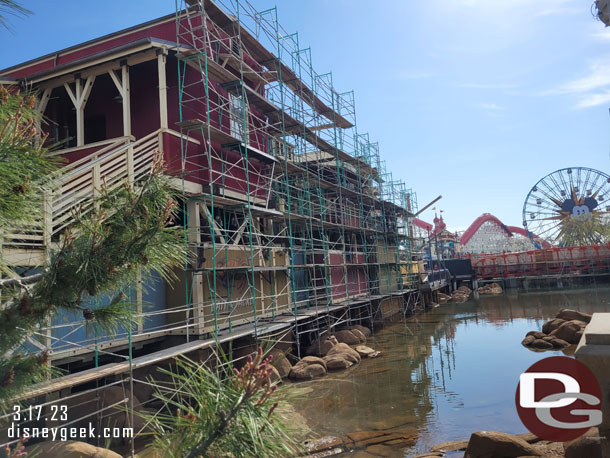 Water has returned to the tidal basin, no real visible progress on the renovation / transformation to San Fransokyo Square work on the building.